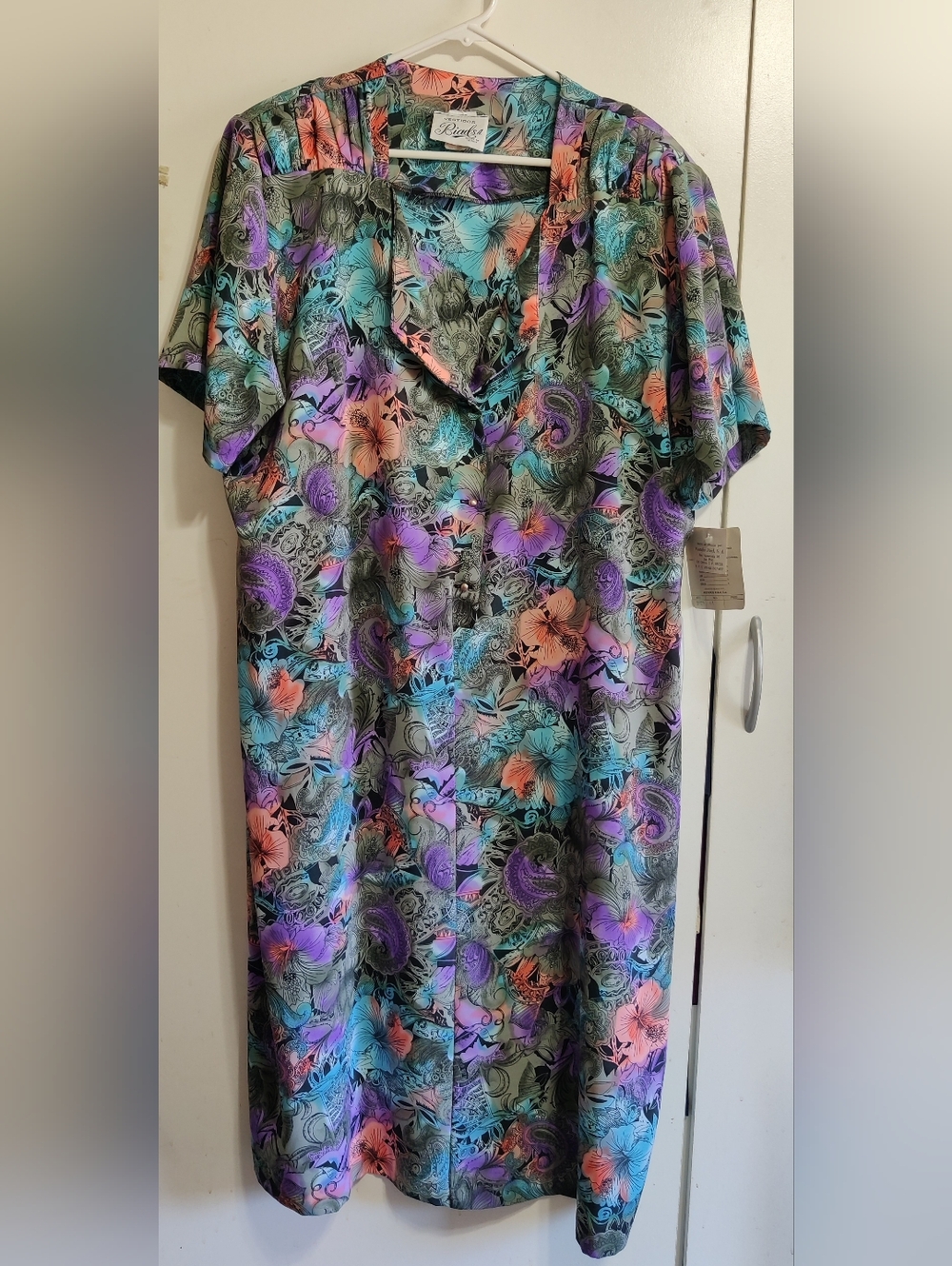 Pastel Floral Short-Sleeve Button Dress